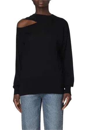 Stella McCartney Strik, Dame, Sort, L, Uld, Sort Cutout Skulder Sweater
