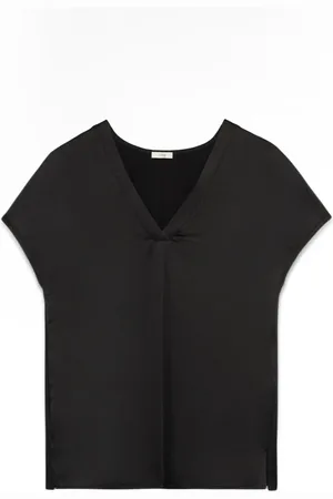 Oltre Top, Dame, Sort, S, Bomuld, T-shirt i to forskellige materialer med V-udskæring