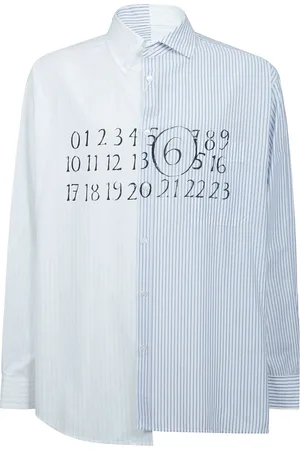 Maison Margiela Skjorte, Herre, Blå, M, Bomuld, Asymmetrisk design klassisk krave skjorte