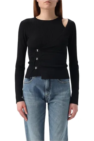 Pinko Strik, Dame, Sort, XS, Udskæring Detalje Strik Top Metal Hardware