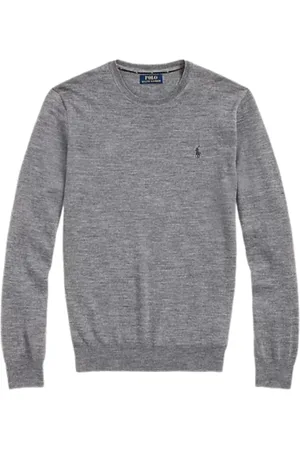 Ralph Lauren Strik, Herre, Grå, XL, Uld, Slim Fit Washable Wool Jumper Light Grey