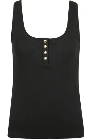 ANINE BING Top, Dame, Sort, S, Bomuld, Bomuld Tank Top med Frontknapper