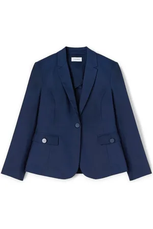 Motivi Jakke, Dame, Blå, S, Bomuld, Enkeltknap blazer i teknisk bomuld