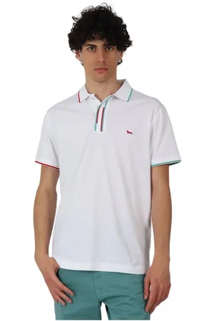 HARMONT&BLAINE Top, Herre, Hvid, XL, Bomuld, Polo MED Multifarvet Kantbånd