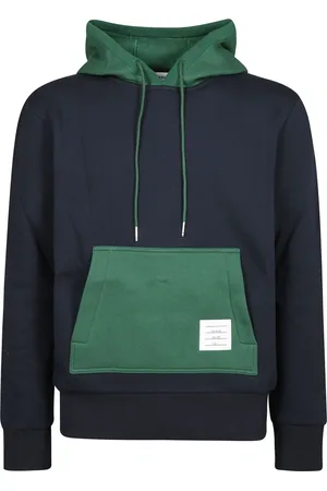 Thom Browne Sweathshirts & Hoodies, Herre, Blå, M, Bomuld, Farveblokeret hættetrøje i børstet loopback