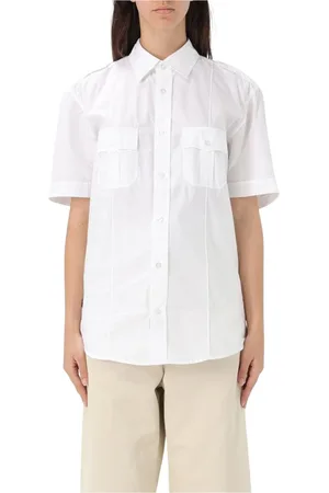 Blauer Bluser & Skjorter, Dame, Hvid, XL, Uld, Hvid Button-Up Skjorte til Kvinder