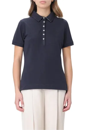 Barbour Top, Dame, Blå, XL, Bomuld, Blå Polo T-shirt med korte ærmer