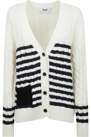 Msgm Strik, Dame, Hvid, M, Bomuld, Stribet Strik Cardigan