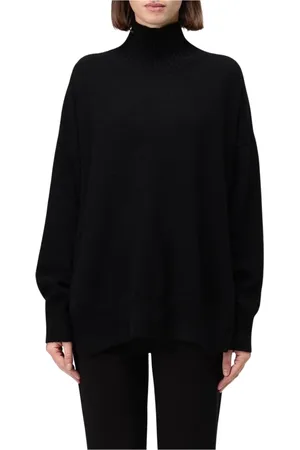 Roberto Collina Strik, Dame, Sort, XS, Cashmere, Sort Cashmere Højhalset Sweater