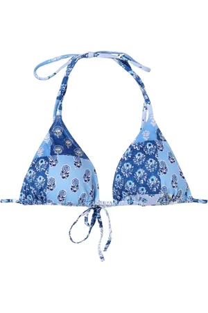 MC2 SAINT BARTH Badetøj, Dame, Blå, M, Blå Patchwork Trekantet Bikini Top