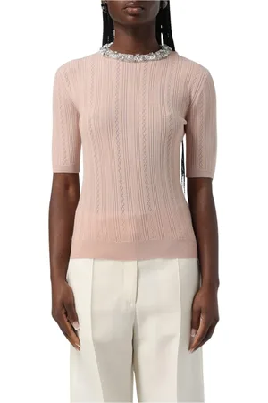 VALENTINO Strik, Dame, , M, Ribbet Strik Kortærmet Pullover