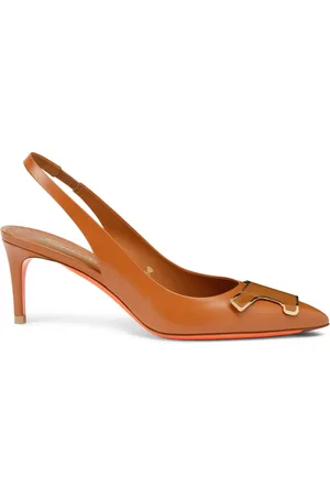 santoni Sko, Dame, Brun, 39 1/2 EU, Læder, Kvinders læder mellemhæl Sibille slingback