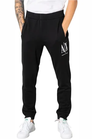 Armani Exchange Bukser, Herre, Sort, XS, Uld, Trykt Sorte Joggers Stilfuldt Tilføjelse Garderobe