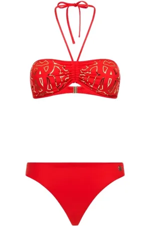 Roberto Cavalli Badetøj, Dame, Rød, M, Monogram Bikini Halterneck Clasp Fastening