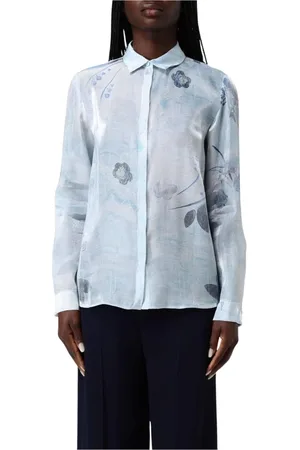 Emporio Armani Bluser & Skjorter, Dame, Blå, M, Silke Himmelblå Elegant Bluse