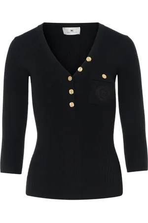 Elisabetta Franchi Strik, Dame, Sort, XL, Sort Strikbluse