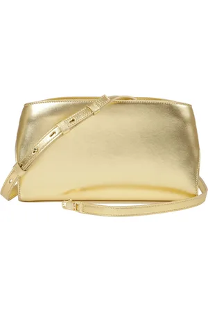 Salvatore Ferragamo Taske, Dame, Gul, ONE SIZE, Uld, Metallic Hug Crossbody Taske med Gyldne Detaljer