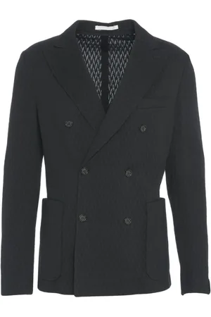 Paolo Pecora Jakke, Herre, Sort, S, Sort Dobbelt-Brystet Chevron Blazer