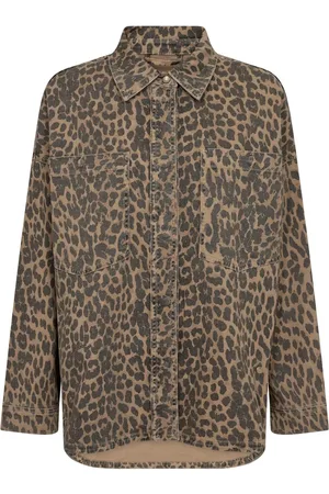 Mos Mosh Bluser & Skjorter, Dame, Brun, XS, Bomuld, Leopard Print Skjorte med Lommer