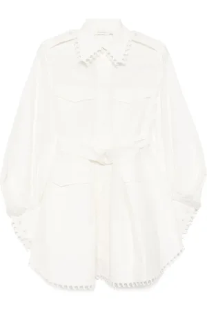 ZIMMERMANN Kjole, Dame, Hvid, S, Bomuld, Elegant Blondekant Kjole Bianco