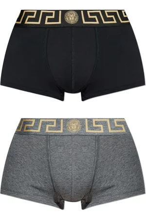 VERSACE Undertøj, Herre, Sort, 3XL, Bomuld, Bomuld Strækundertøj med Logo Taljebånd