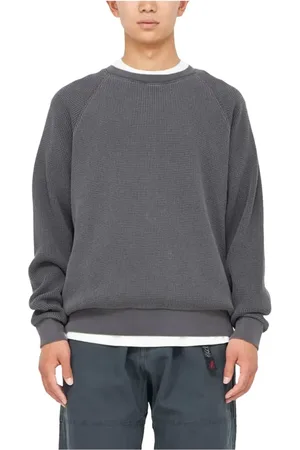 Gramicci Sweathshirts & Hoodies, Herre, Grå, XS, Bomuld, Waffle Crew Pigment Black Sweater