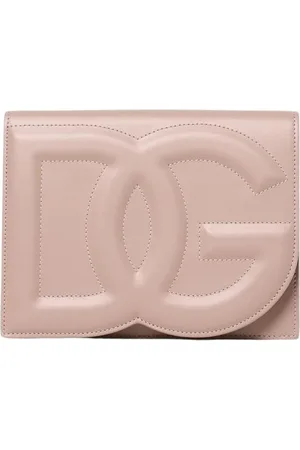 Dolce & Gabbana Taske, Dame, Lyserød, ONE SIZE, Uld, Hvid Logo Clutch Taske