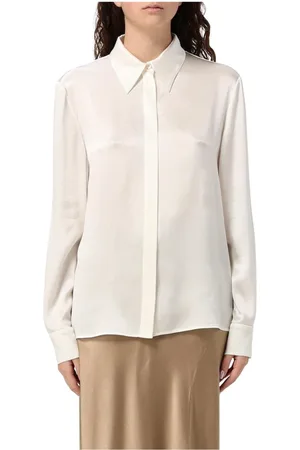 Alberta Ferretti Bluser & Skjorter, Dame, Hvid, M, Hvid Silke Skjorte med Knapper