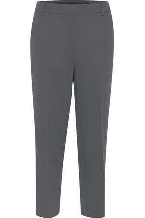 Kaffe Bukser, Dame, Grå, XS, Moderne Cropped Straight-Leg Bukser Sort Østers