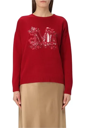 Max Mara Strik, Dame, Rød, S, Rød Paillet Sweater Afslappet Pasform