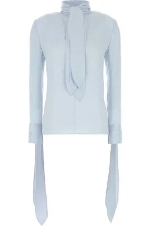 Givenchy Top, Dame, Blå, M, Sløjfe Krave Lysblå Top