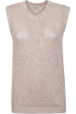 Golden Goose Top, Dame, Grå, L, Paillet Mesh Strik Top