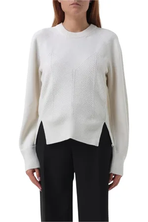 Alexander McQueen Strik, Dame, Hvid, S, Uld, Hvid Strikket Crewneck Sweater