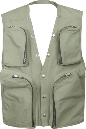 Rick Owens Jakke, Herre, Grøn, L, Uld, Cargo Vest i Celadon Tech Faille