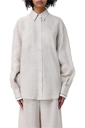 Brunello Cucinelli Bluser & Skjorter, Dame, , L, Linned, Oversized Linned Skjorte