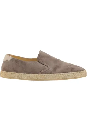 Brunello Cucinelli Sko, Herre, Brun, 41 EU, Grå Ruskind Slip-On Espadriller