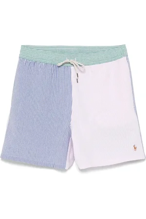 Ralph Lauren Badetøj, Herre, Flerfarvet, L, Uld, Preppy Seersucker Traveler Mid Trunk