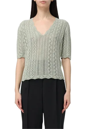 Twin-Set Strik, Dame, Grøn, M, Blå Strikket Kortærmet Sweater