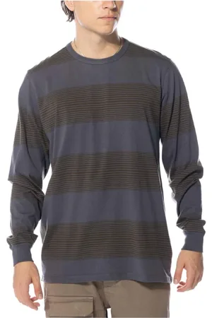 Pop Trading Company Top, Herre, Blå, XL, Bomuld, Stribet Logo Langærmet Kul Delicioso