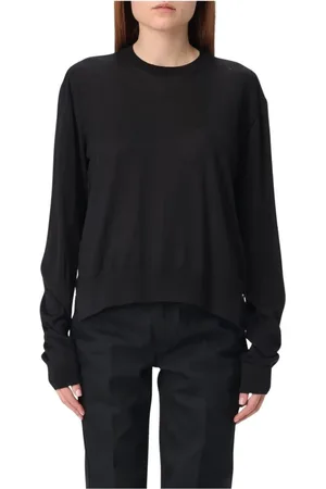 Jil Sander Strik, Dame, Sort, S, Uld, Beige Uld Pullover Sweater