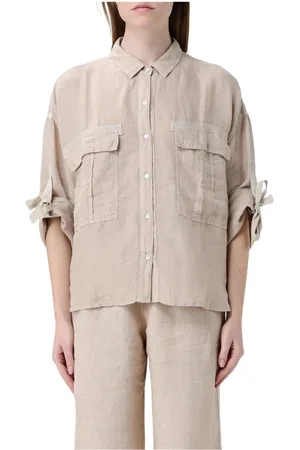 120% Lino Bluser & Skjorter, Dame, , XS, Linned, Sand Linned Skjorte Med Afslappet Pasform