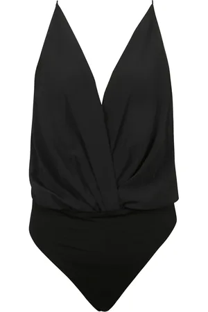 ANINE BING Top, Dame, Sort, XS, Silke V-hals Plisseret Top