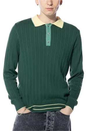 Edmmond Studios Sweathshirts & Hoodies, Herre, Grøn, M, Uld, Retro 70s Polo Shirt Plain