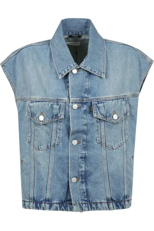 haikure Jakke, Dame, Blå, S, Oversized Front Button Gilet Jacket