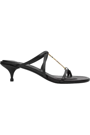 Jacquemus Sko, Dame, Sort, 38 EU, Uld, Sorte hæle sandaler med gulddetalje