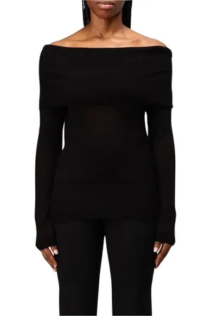 Filippa K Strik, Dame, Sort, L, Uld, Sort Off-the-Shoulder Uld Sweater