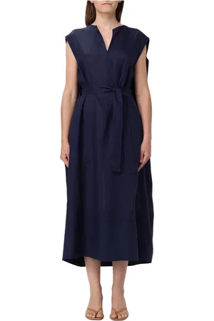 Fabiana Filippi Kjole, Dame, Blå, S, Elegant Sort Kjole med Blonde Detaljer
