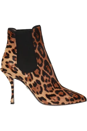 Dolce & Gabbana Sko, Dame, Brun, 39 1/2 EU, Uld, Leopardprintede hælede ankelstøvler
