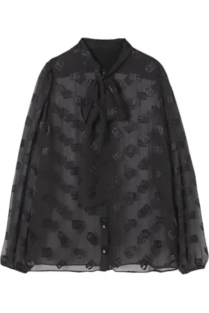 Dolce & Gabbana Bluser & Skjorter, Dame, Sort, XS, Silke Slips Hals Bluse