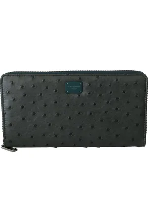 Dolce & Gabbana Tilbehør, Herre, Sort, ONE SIZE, Læder, Luksuriøs Grøn Struds Læder Pung